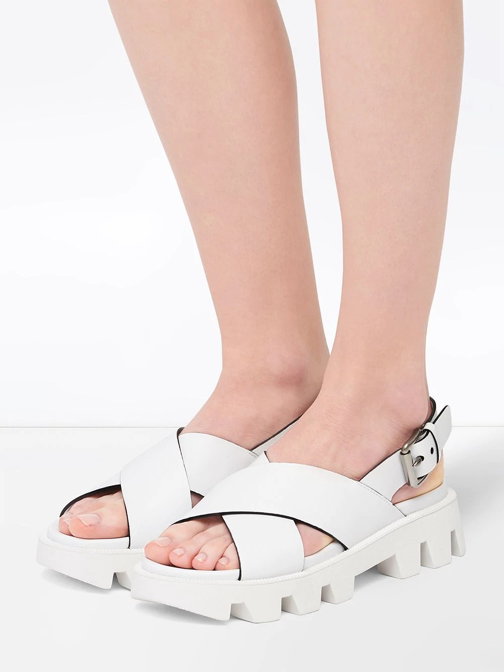 crossover strap sandals - 5