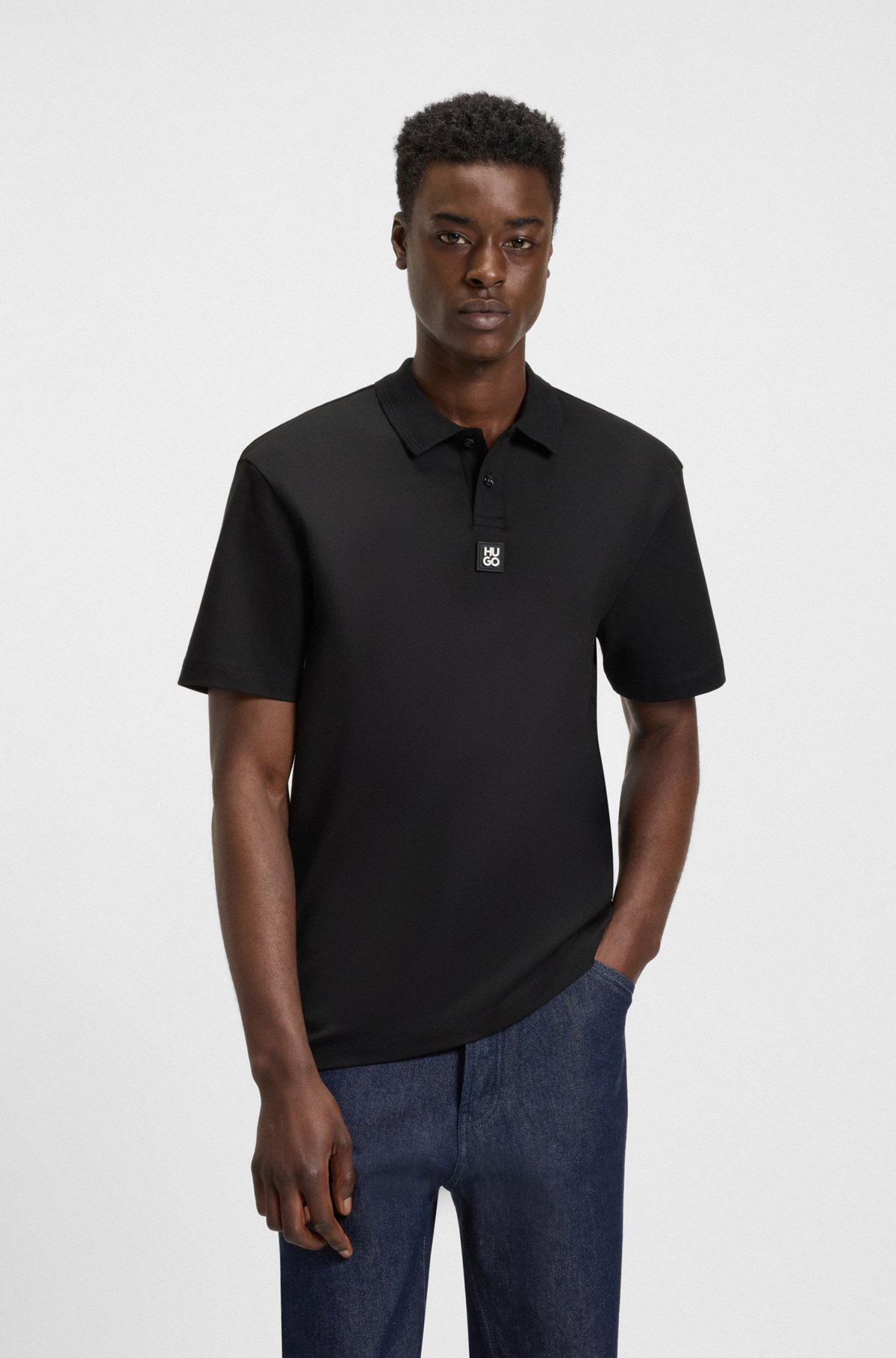 INTERLOCK-COTTON POLO SHIRT WITH STACKED LOGO - 2