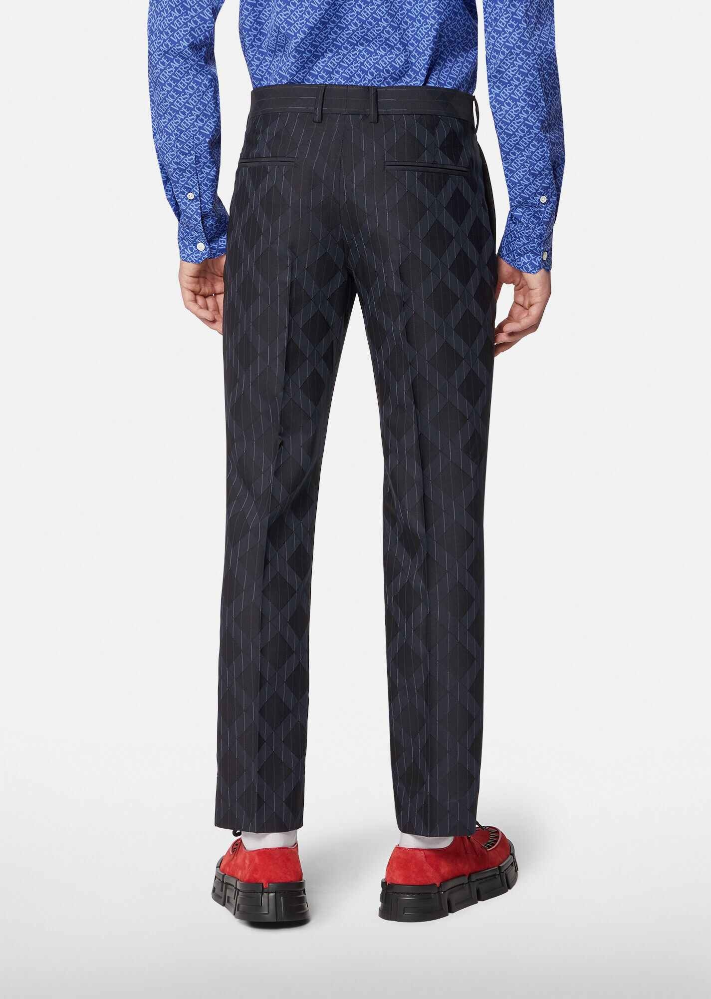 Pinstripe Argyle Wool Jacquard Pants - 3