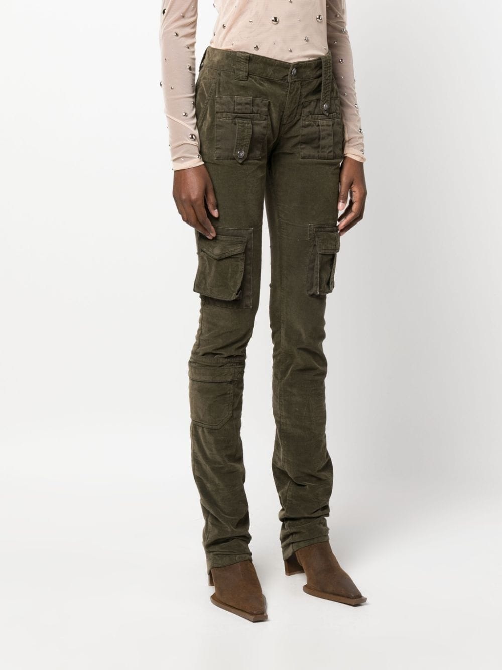 low-rise skinny cargo trousers - 3