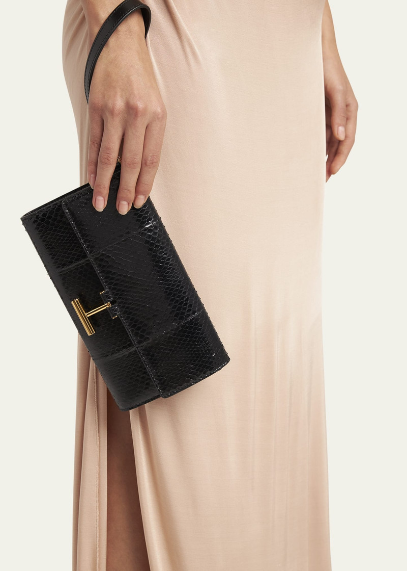TOM FORD Tara Pouch Wristlet in Snake-Embossed Leather outlook
