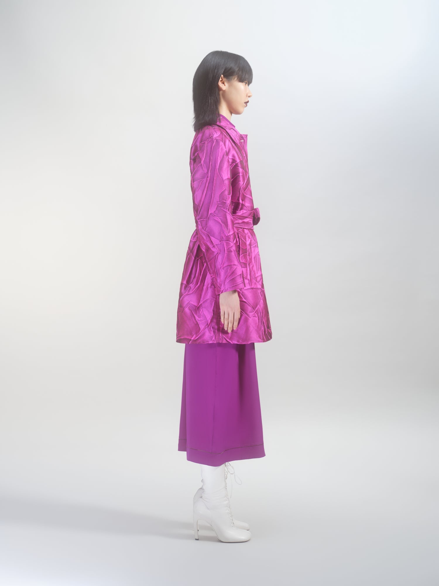 JACQUARD BELTED MAC - 3