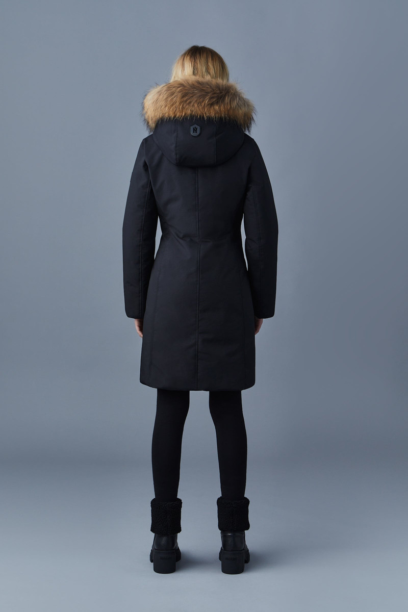 SHILOH 2-IN-1 fitted down coat with removable bib and natural fur 4