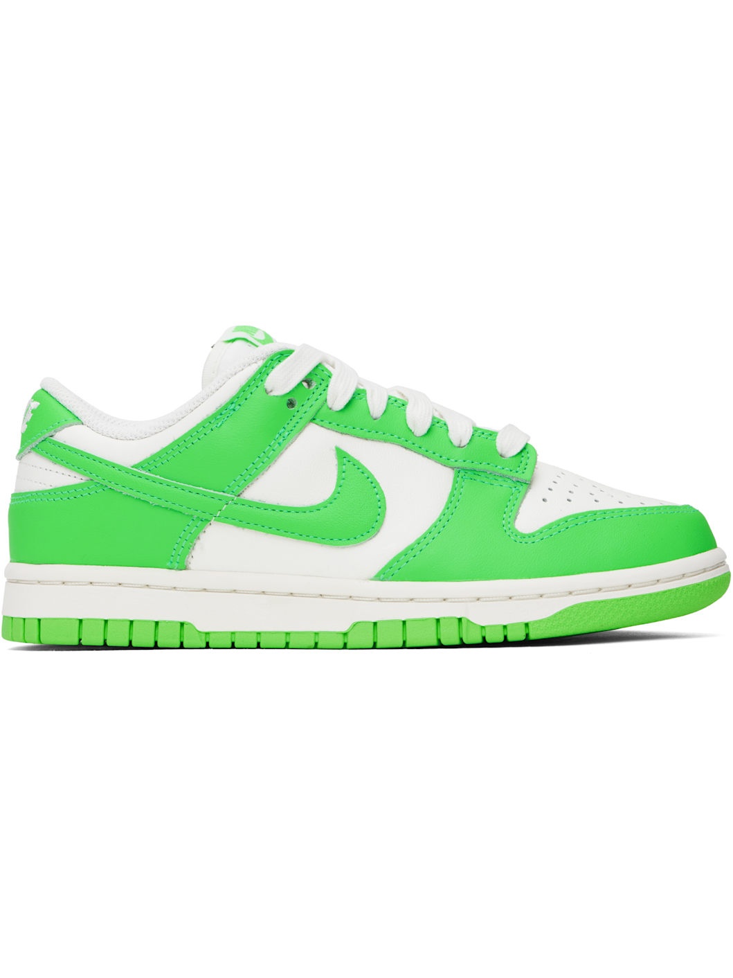 White & Green Dunk Low Sneakers - 1