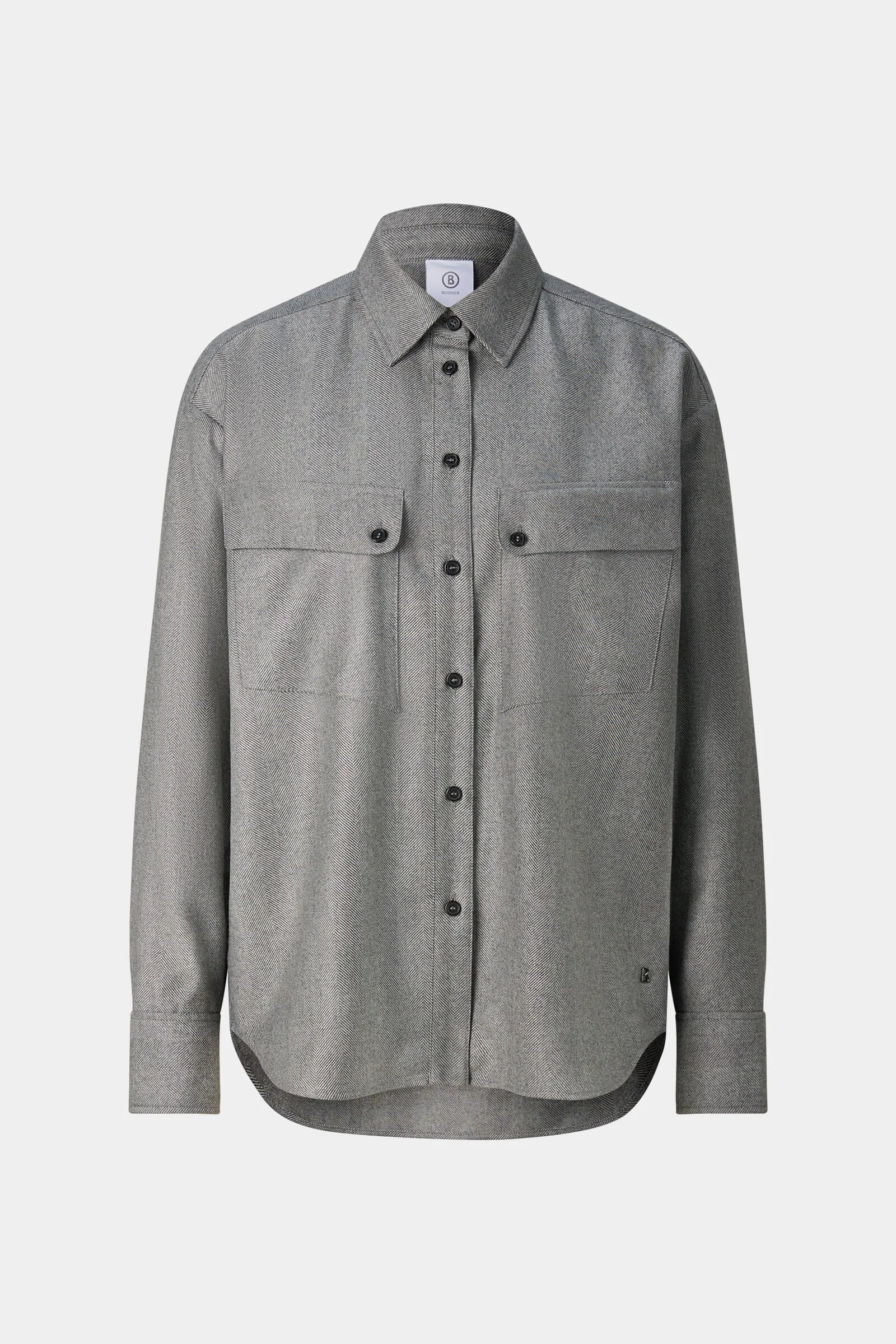 Robyn Virgin Wool Shirt Blouse in Gray - 1