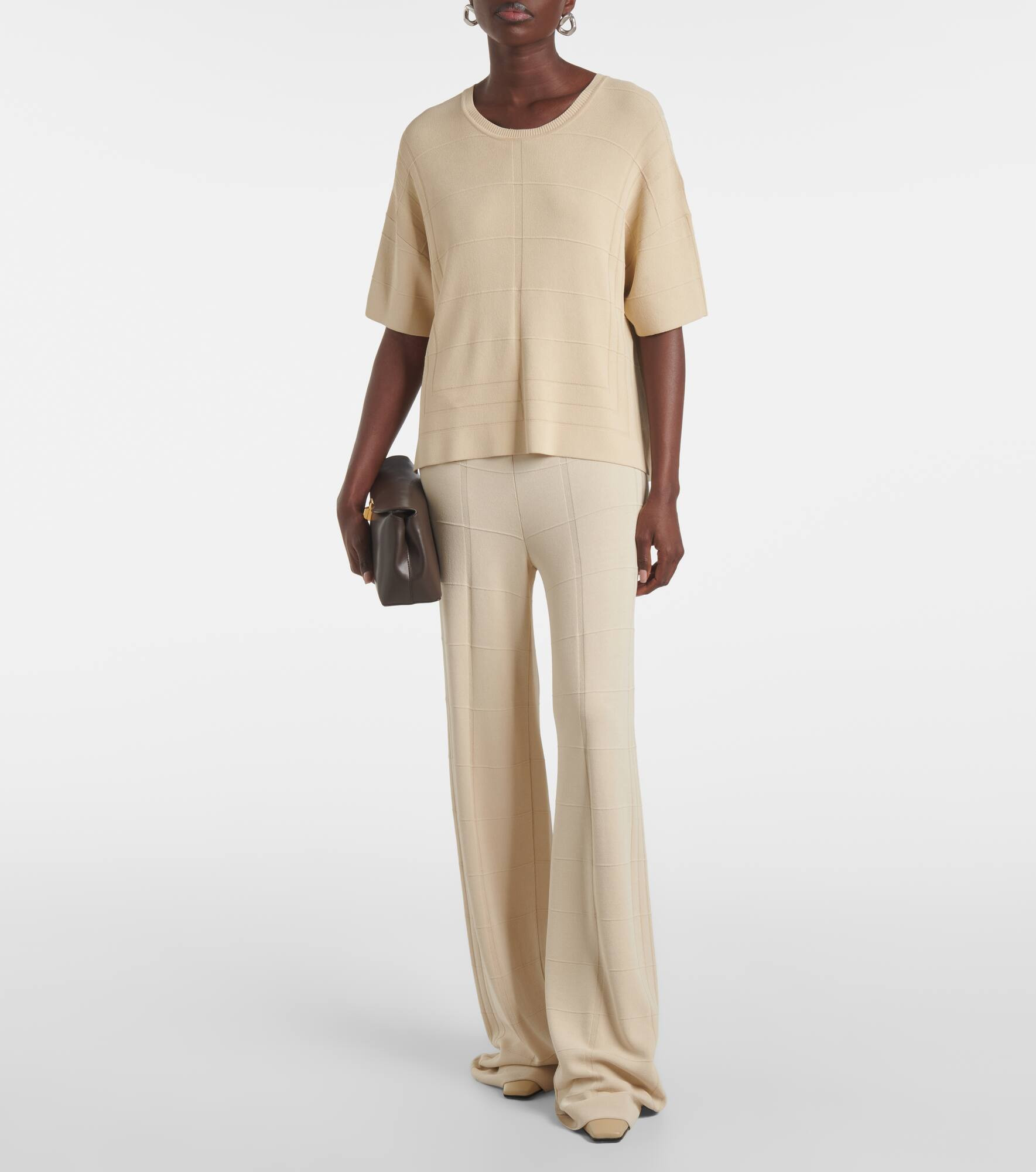 Knitted high-rise flared pants - 2