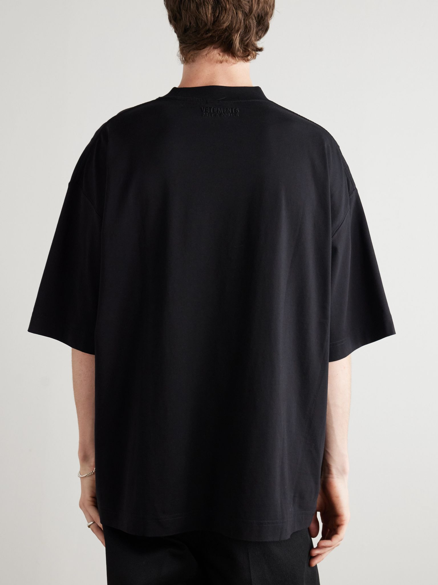 Oversized Printed Cotton-Jersey T-Shirt Black - 3