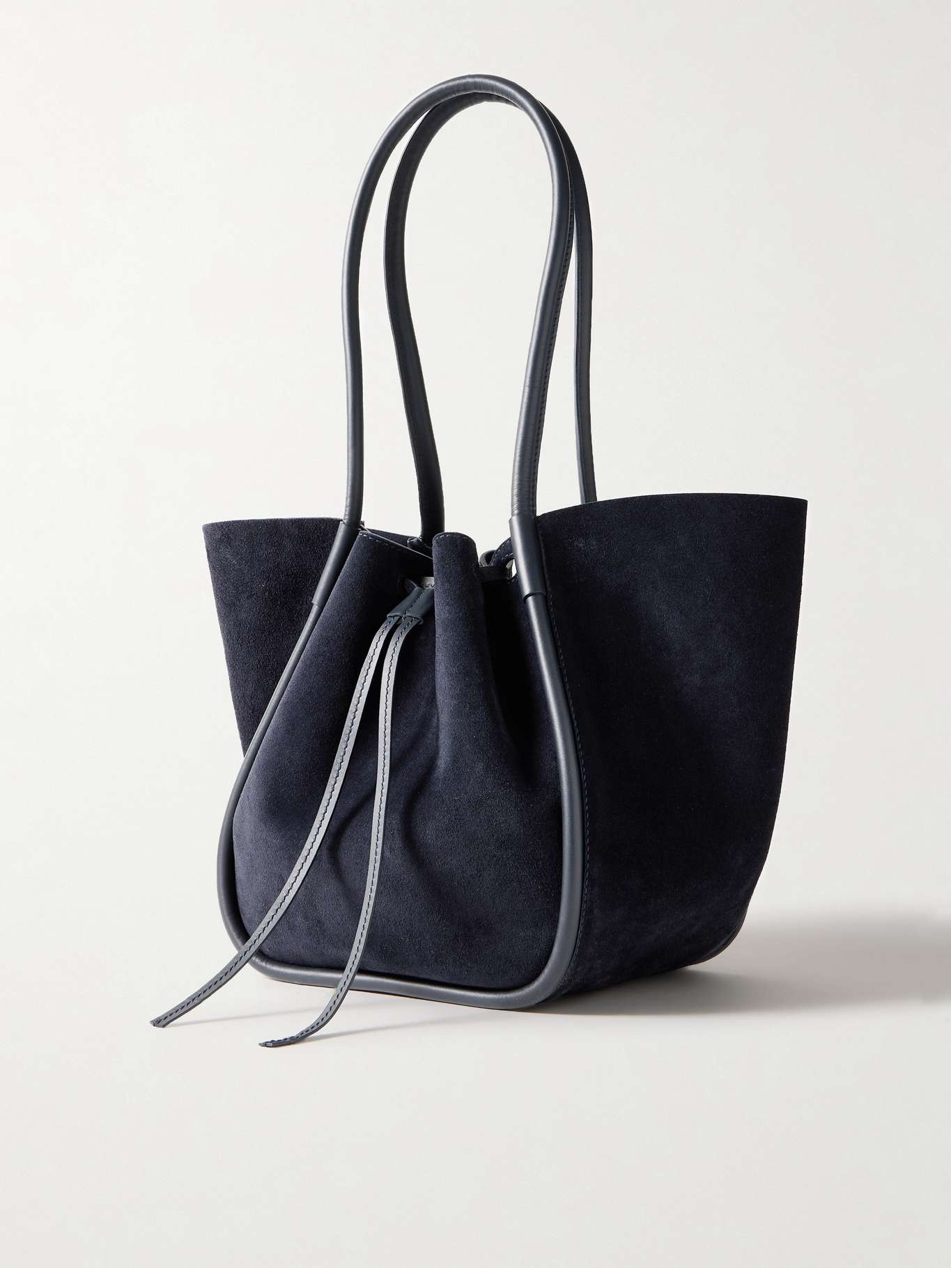 Large leather-trimmed ruched suede tote - 3