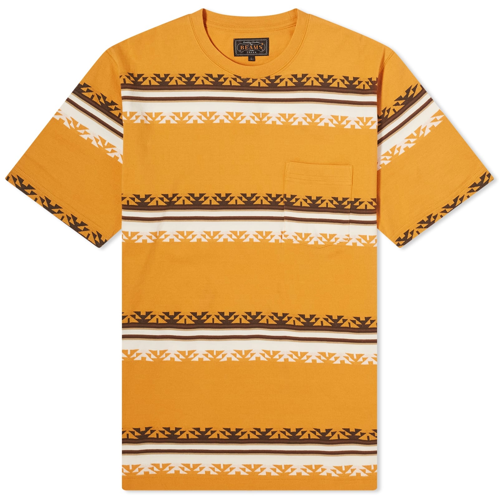 Beams Plus Jacquard Stripe Pocket T-Shirt - 1