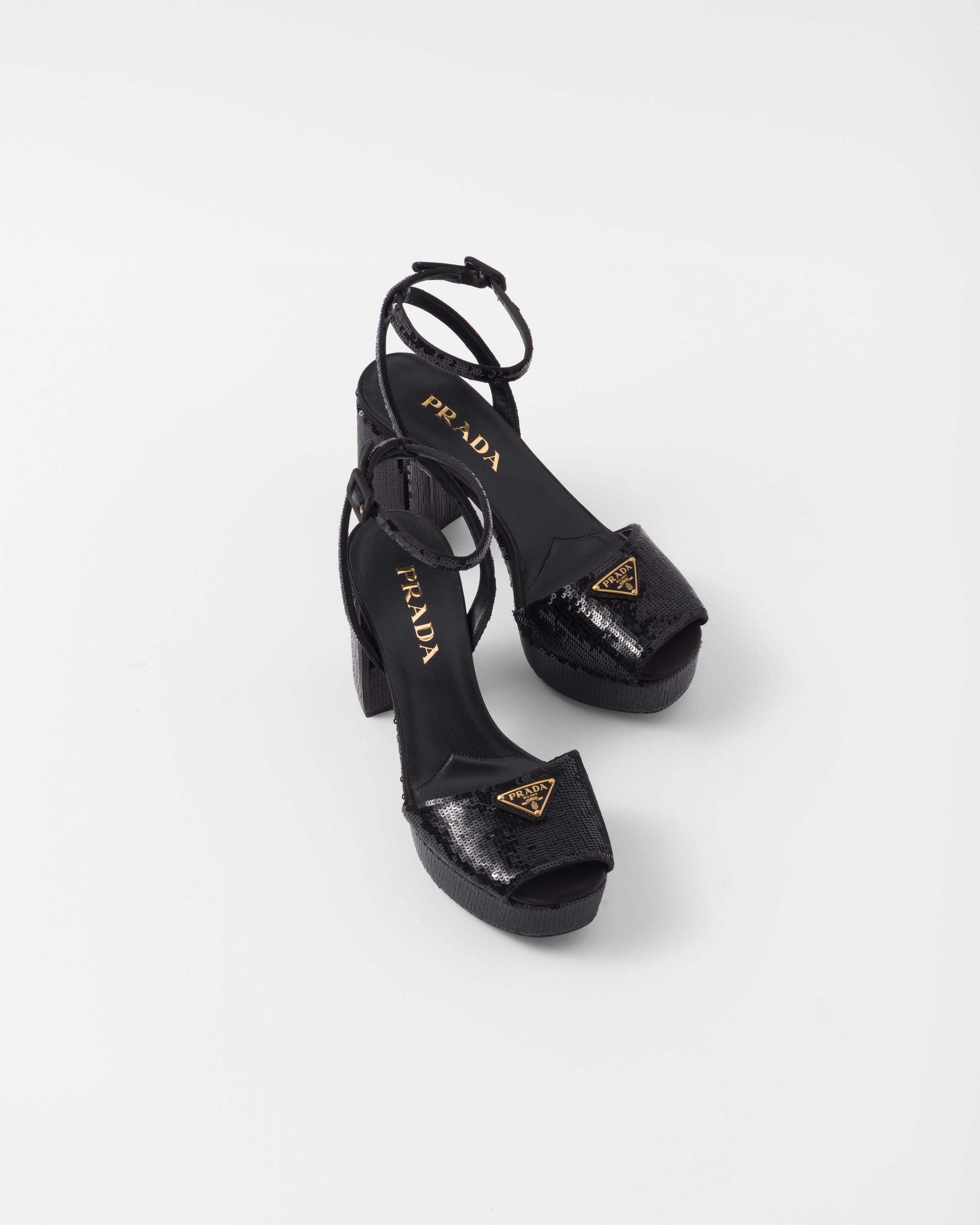 Sequined satin platform sandals - 3