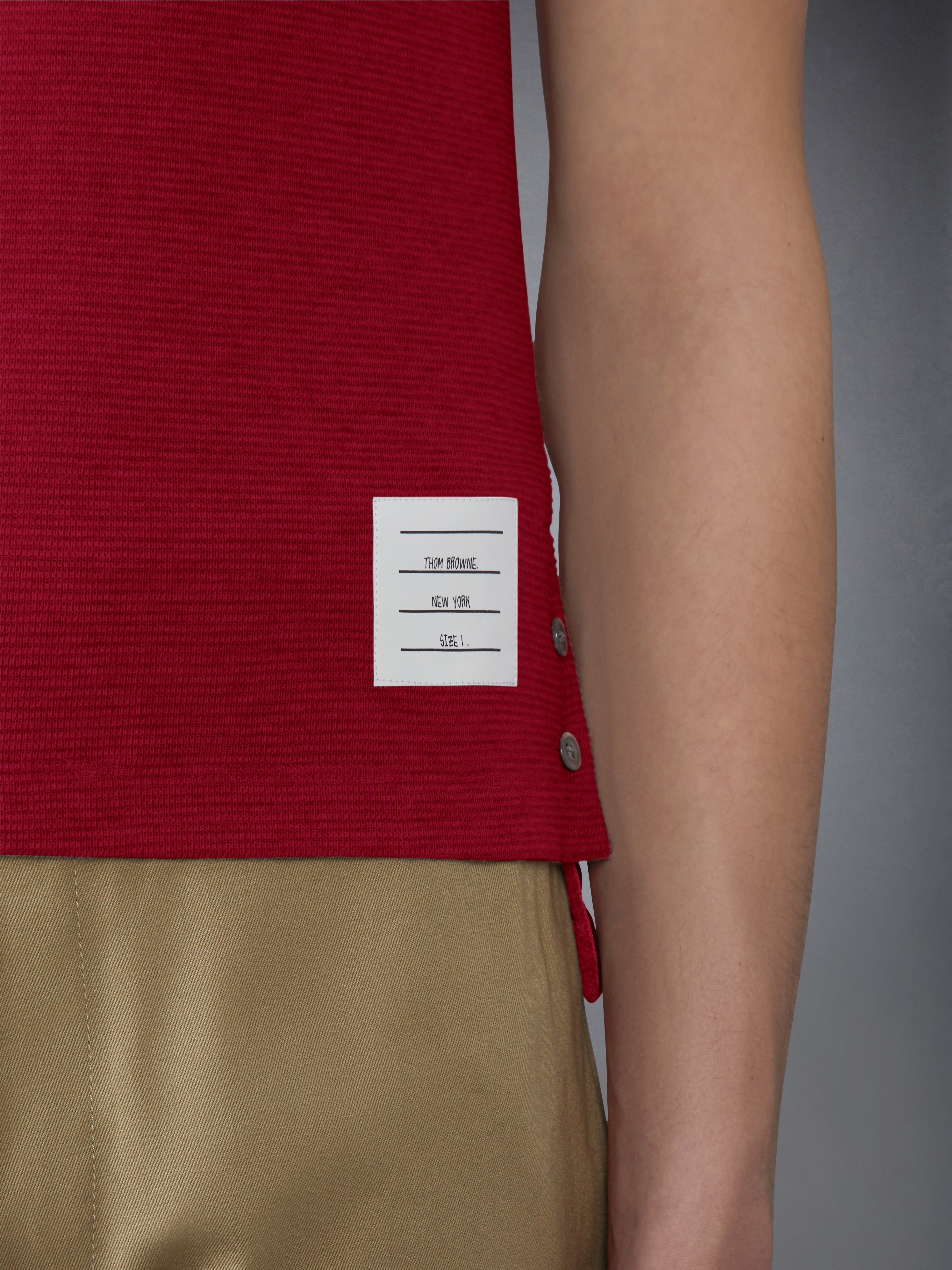 COTTON WAFFLE RIB CUFF TEE - 6