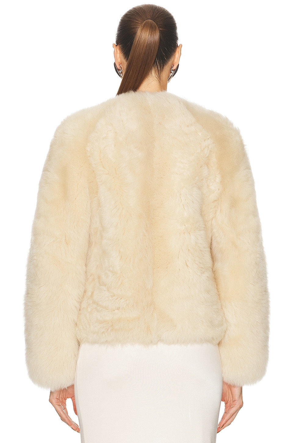 Shearling Collarless Jacket - 4