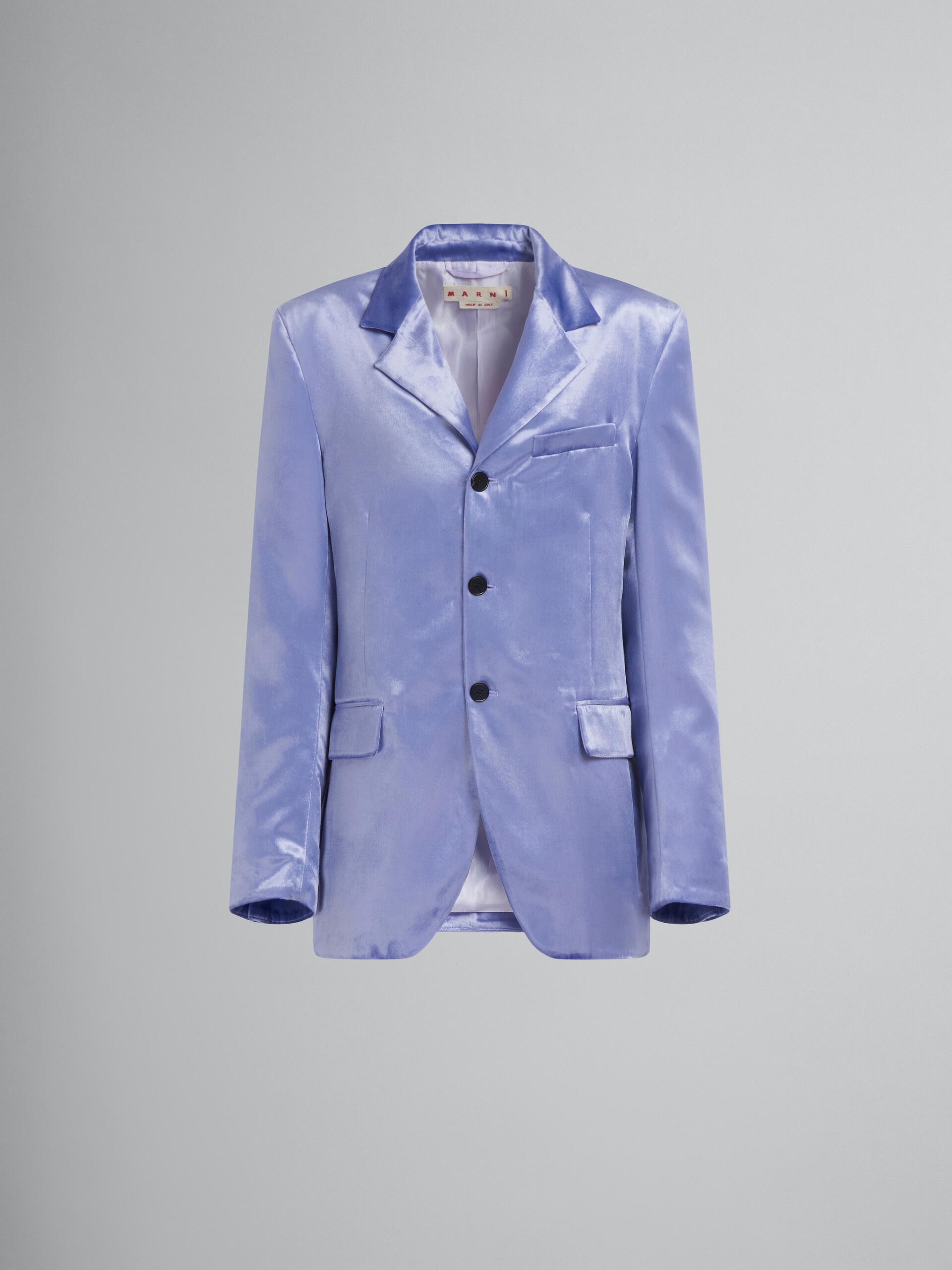 LILAC SINGLE-BREASTED VELVET BLAZER - 1