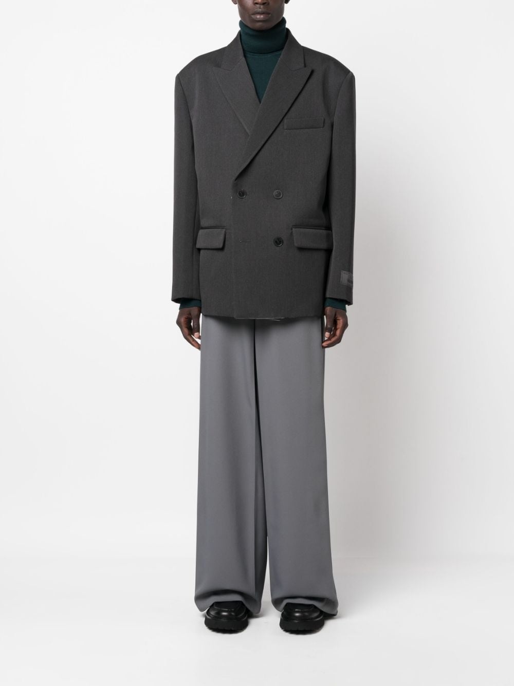 double-breasted virgin wool blazer - 2