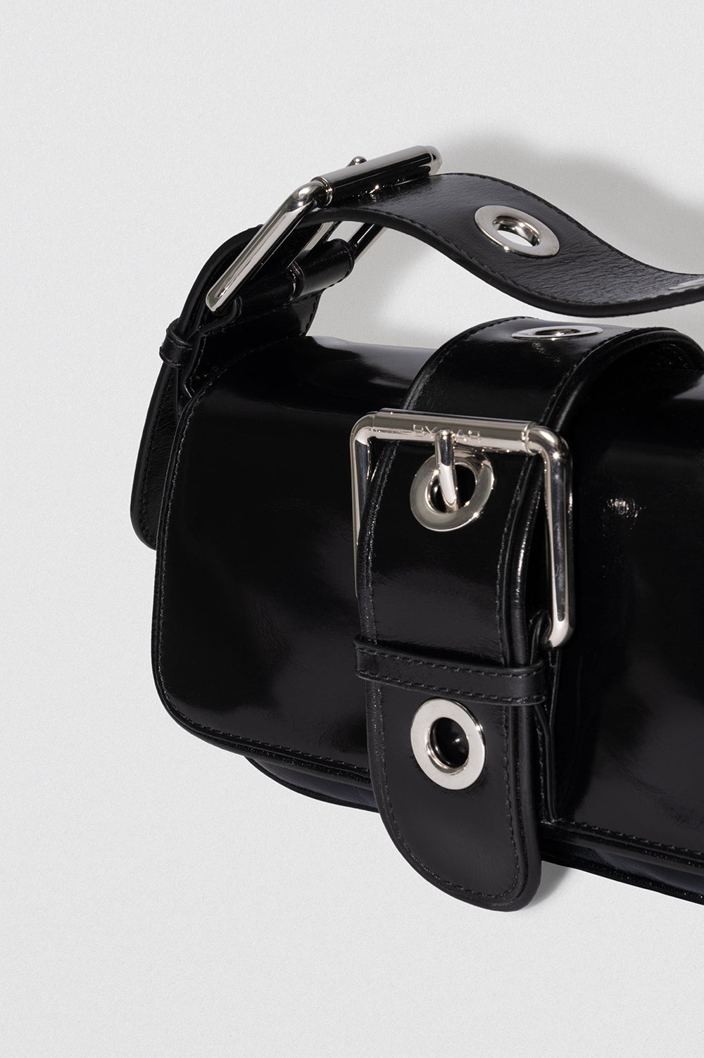 Eloise Black Creased Calf Leather Shoulder Bag - 4