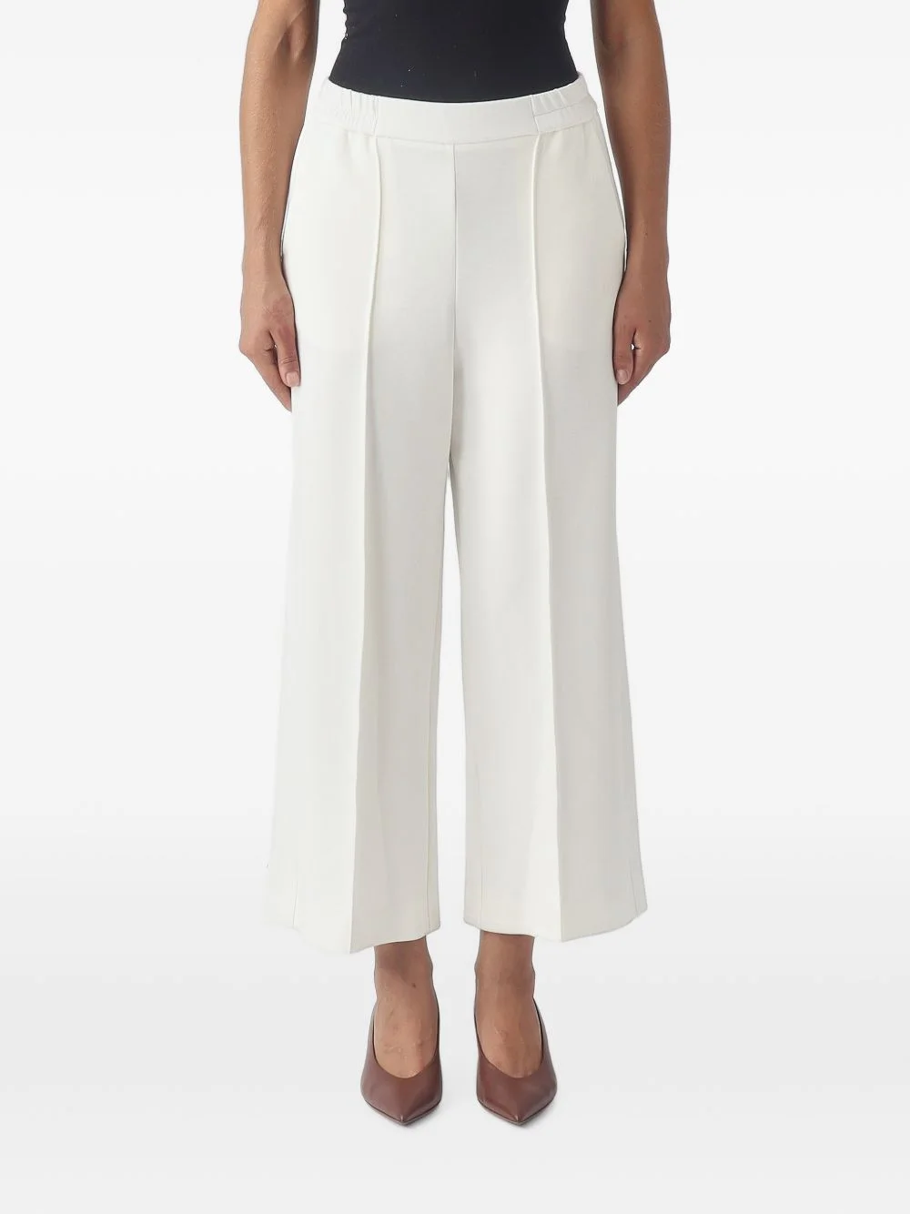 pressed-crease wide-leg cropped trousers - 1