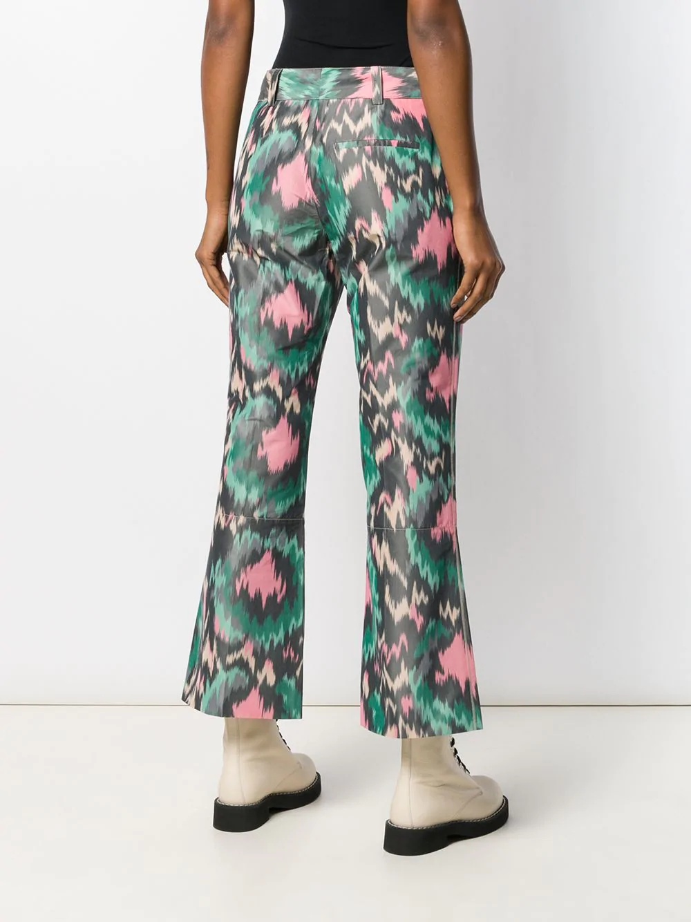 abstract print flared trousers - 4