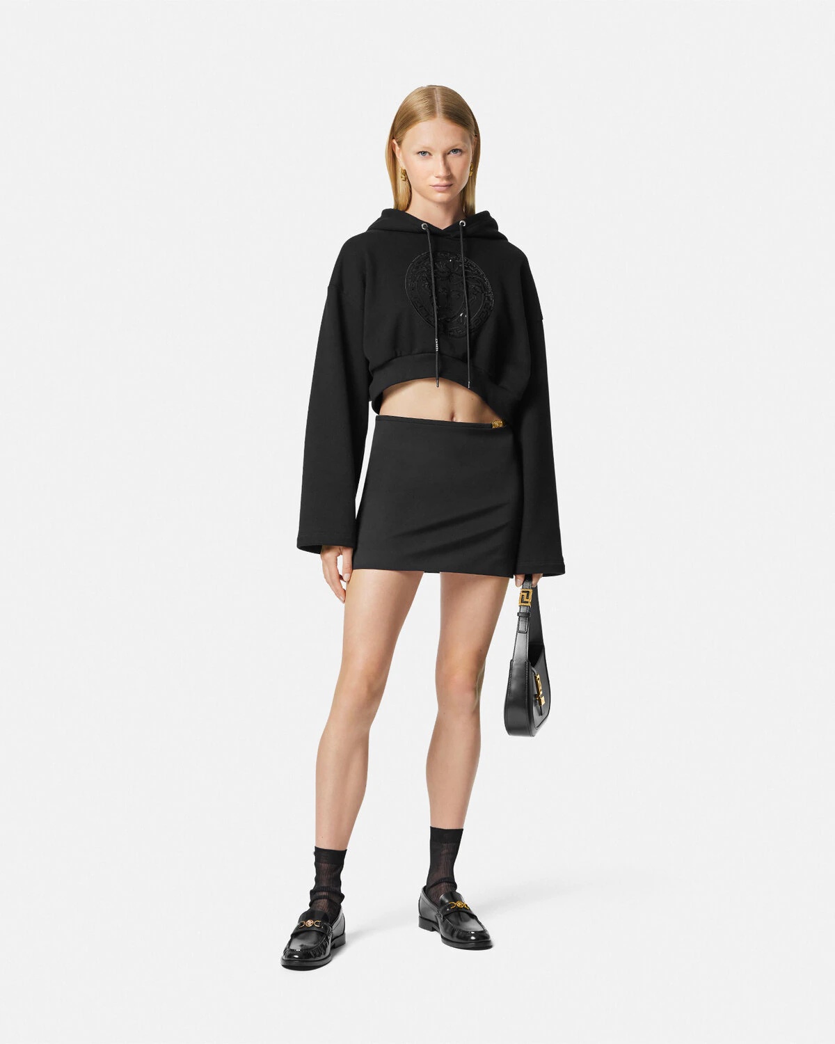 Embellished Medusa Crop Hoodie - 2