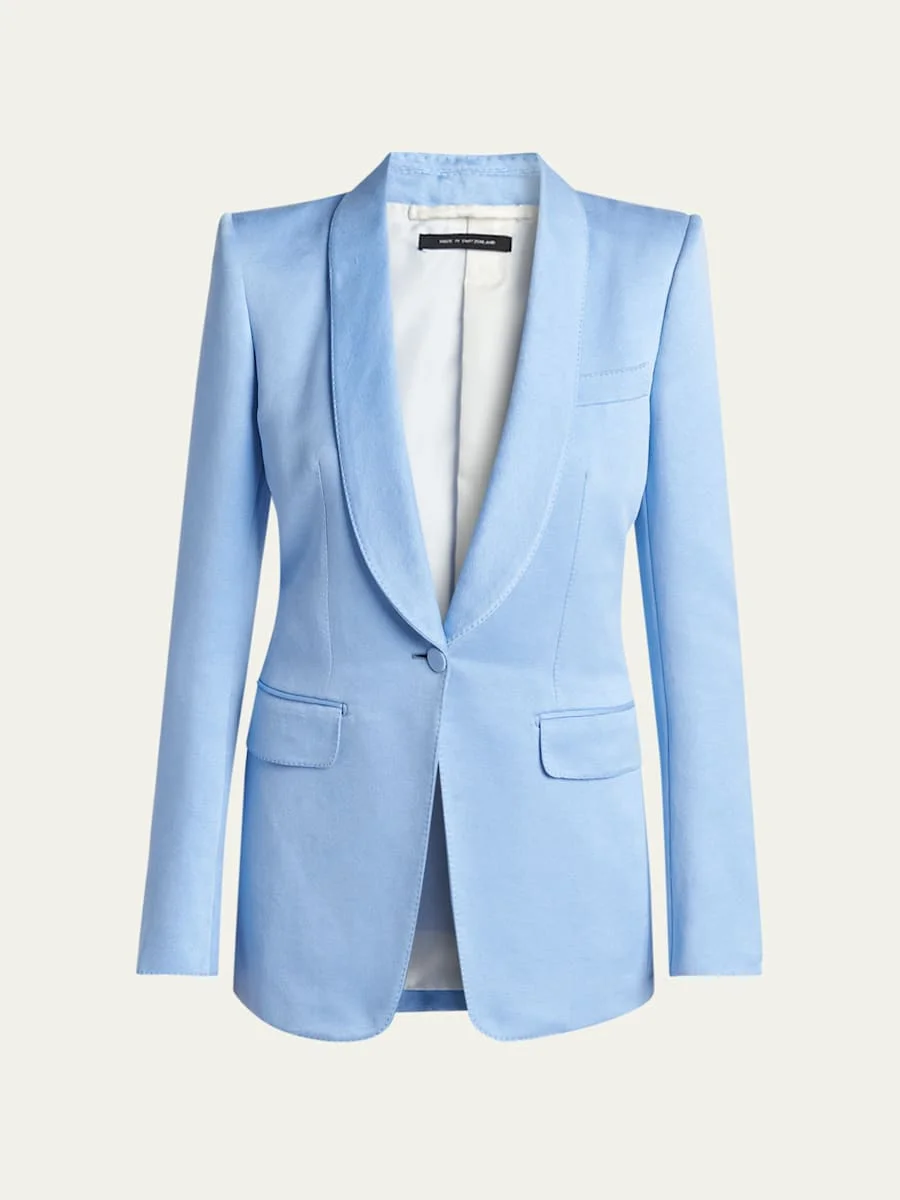 Cotton Velvet Single-Breasted Blazer - 1