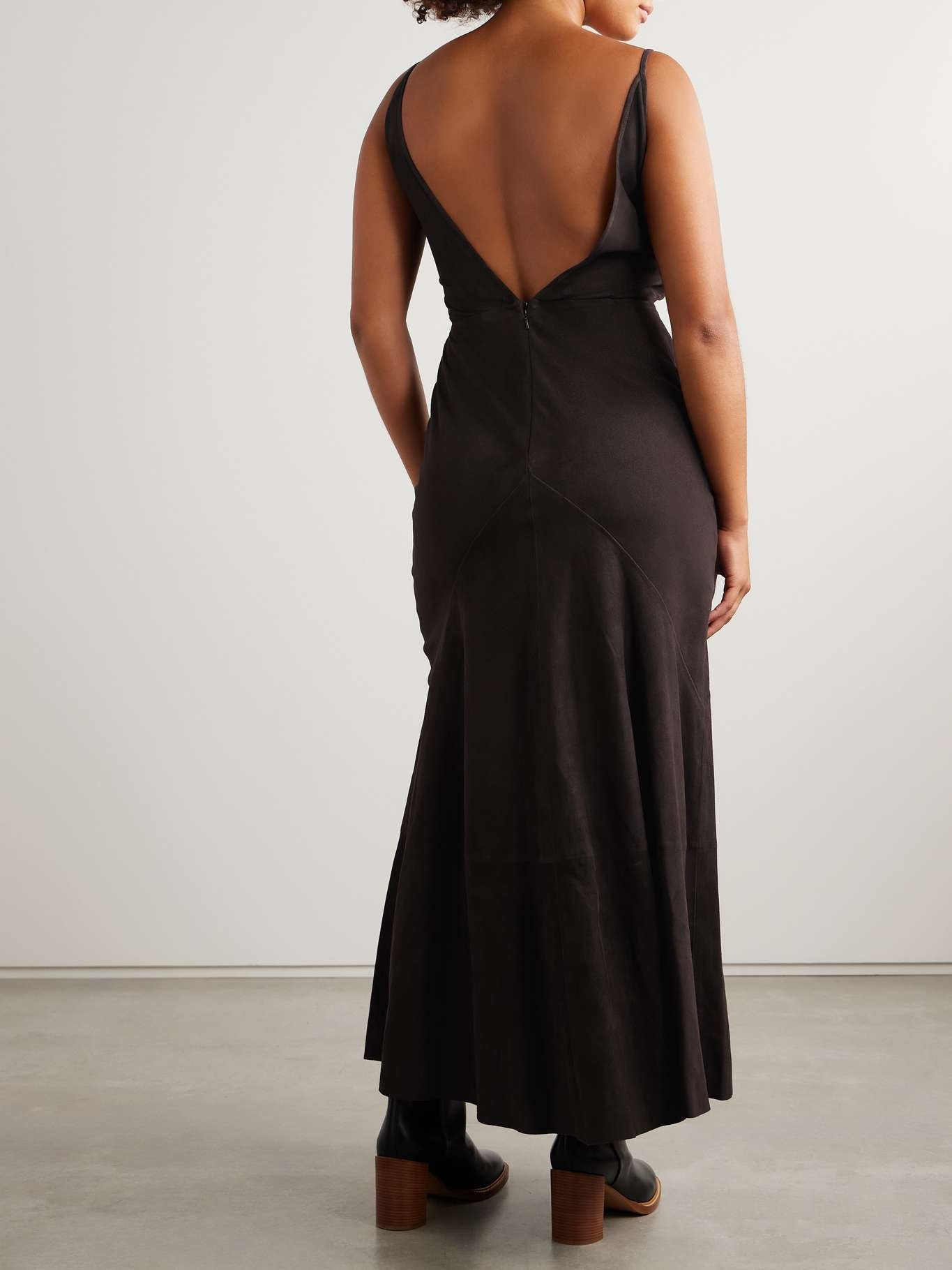 Brigita paneled suede maxi dress - 3