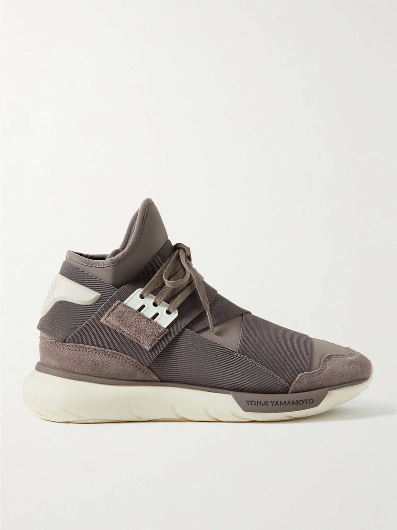 Qasa Suede-Trimmed Neoprene and Webbing High-Top Sneakers - 1