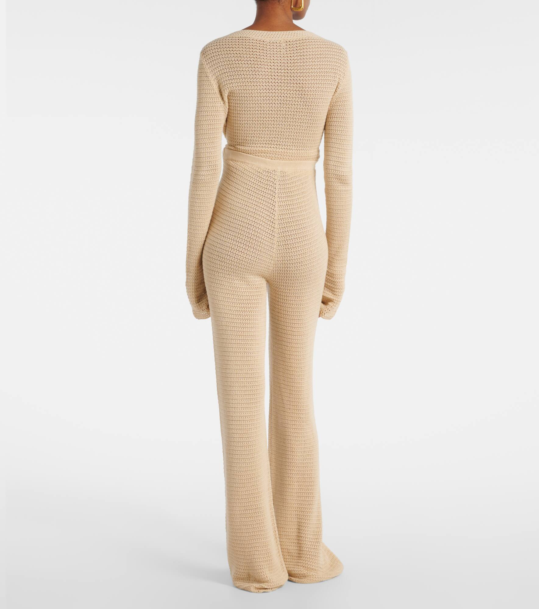 Lennon knitted cotton-blend flared pants - 3