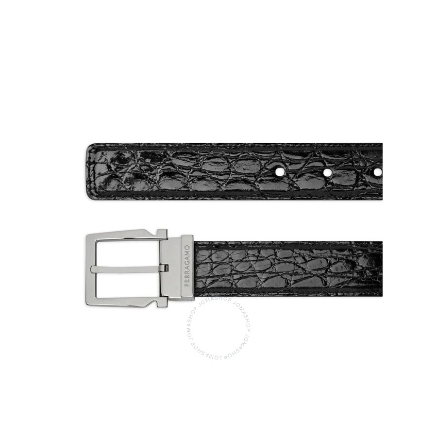 Ferragamo Adjustable Crocodile Leather Gancini Belt - 2
