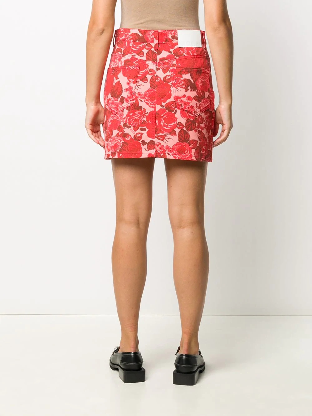 rose-print denim skirt - 4