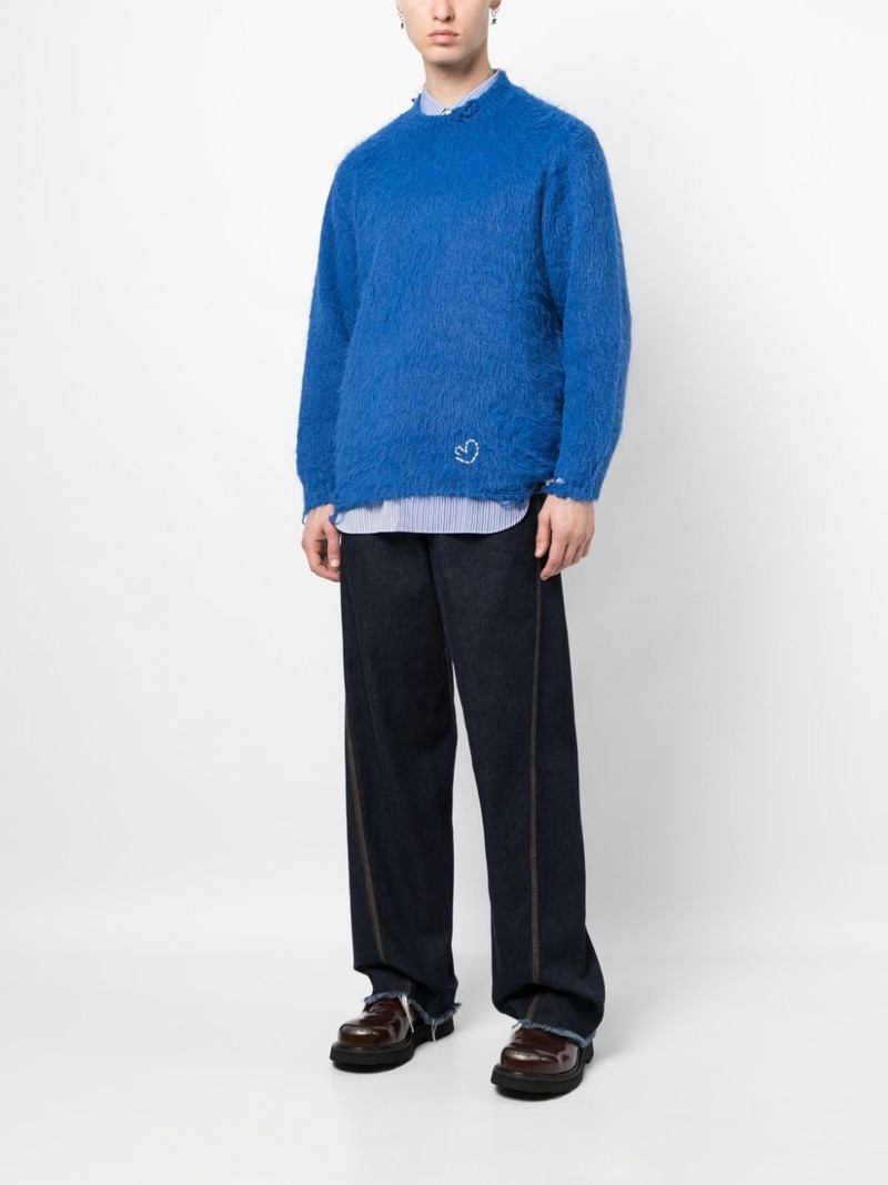 ADER error textured distressed crew-neck jumper outlook