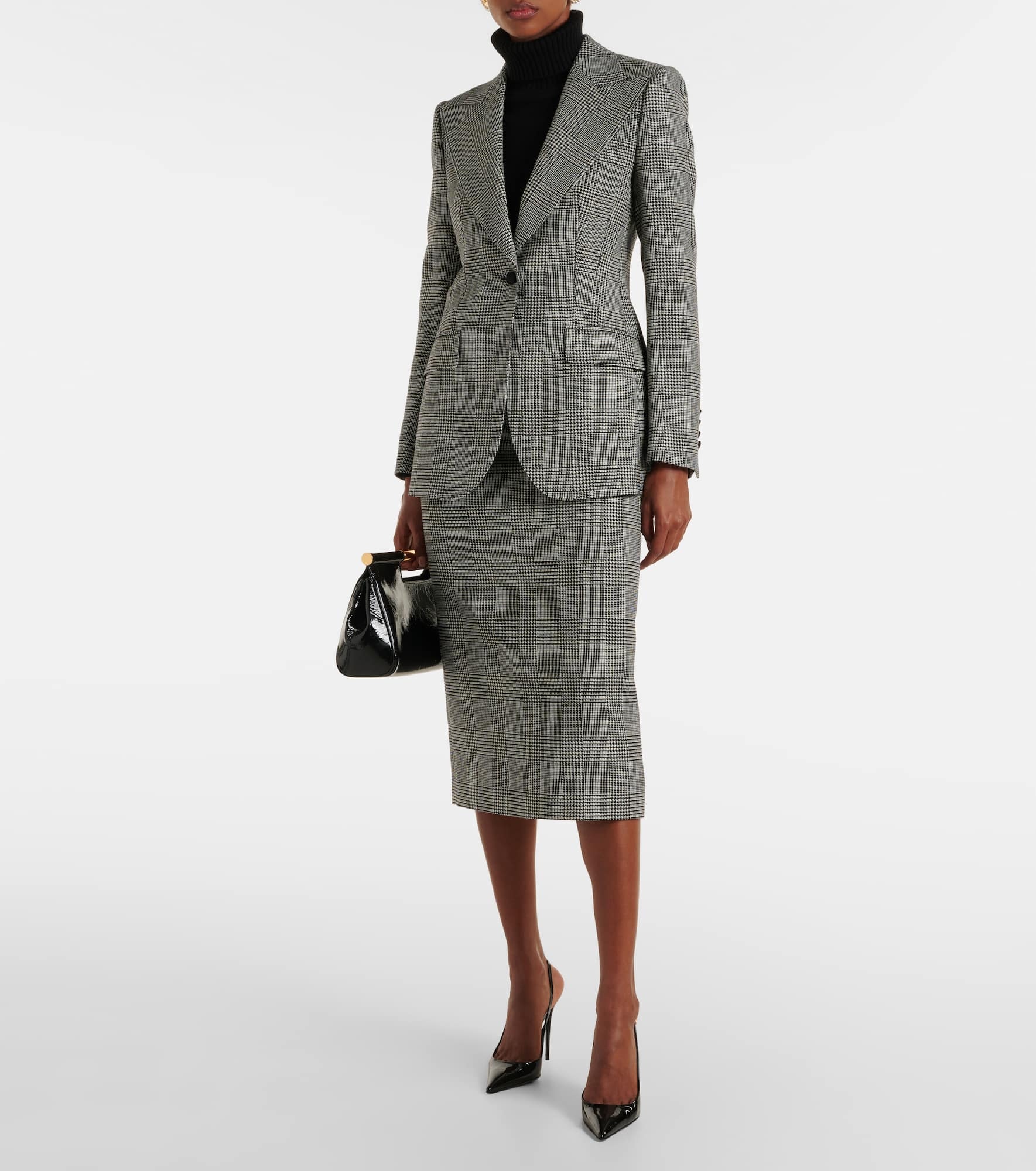 Prince of Wales check virgin wool midi skirt - 2
