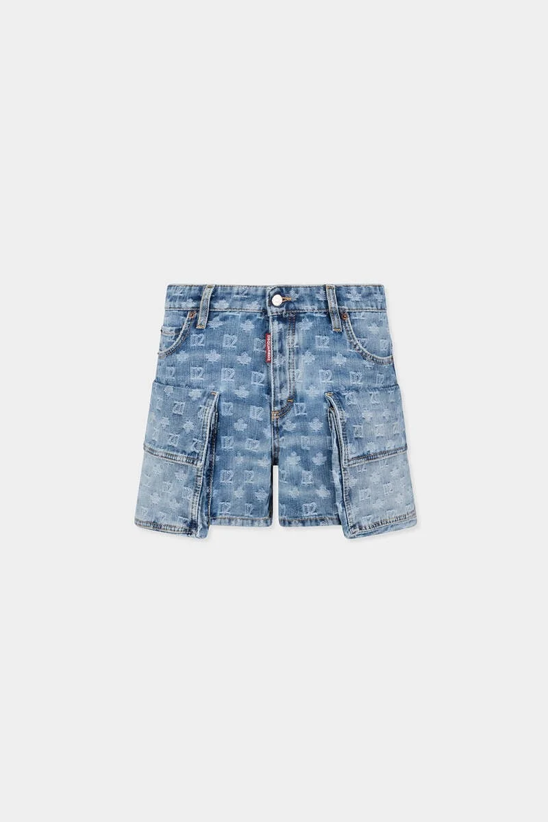 LIGHT WASH CARGO SHORTS - 1