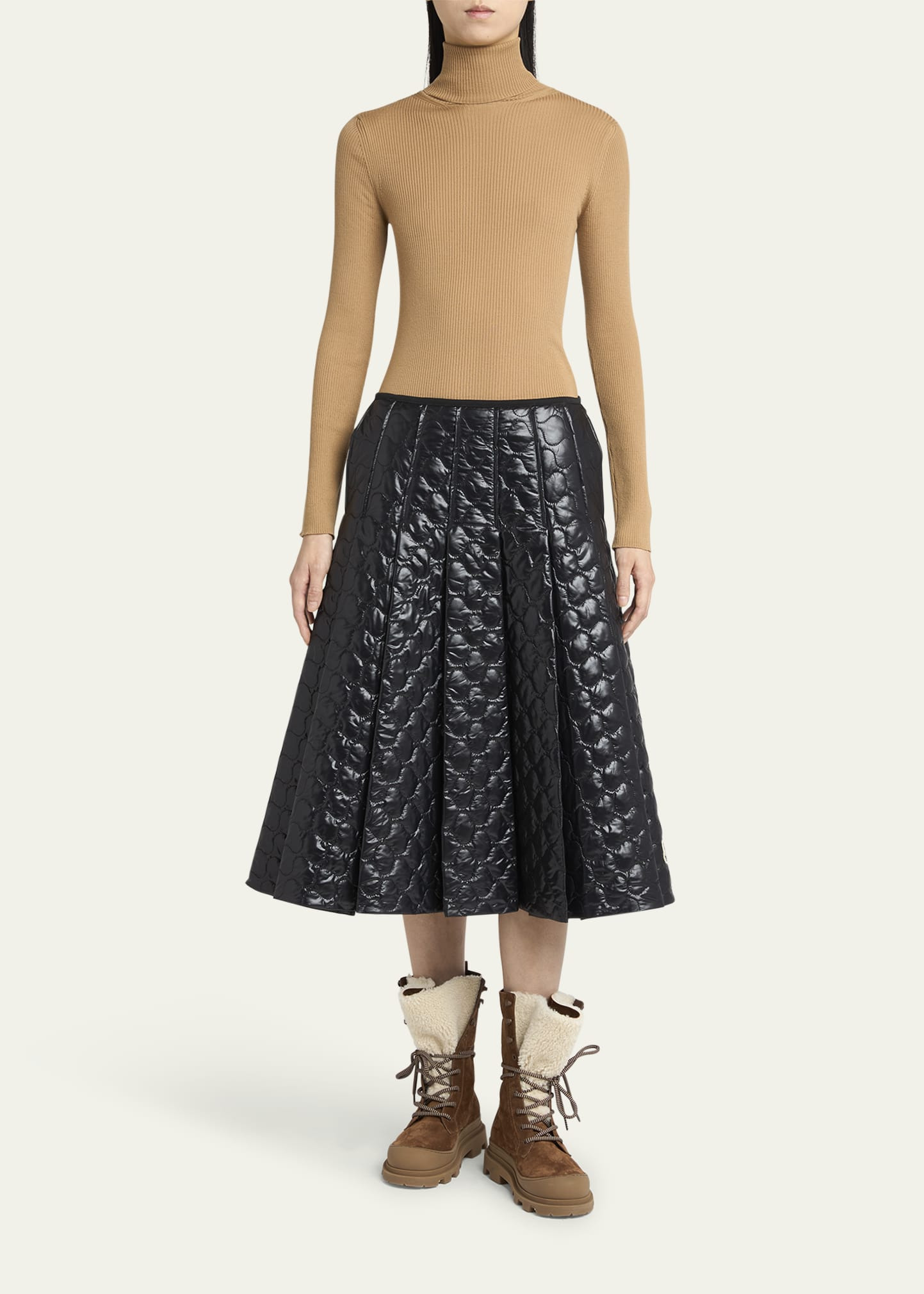 Pleated Down Midi Skirt - 2