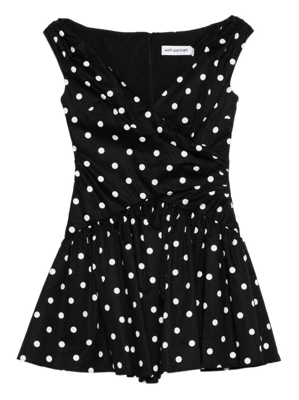 polka-dot V-neck mini dress - 1