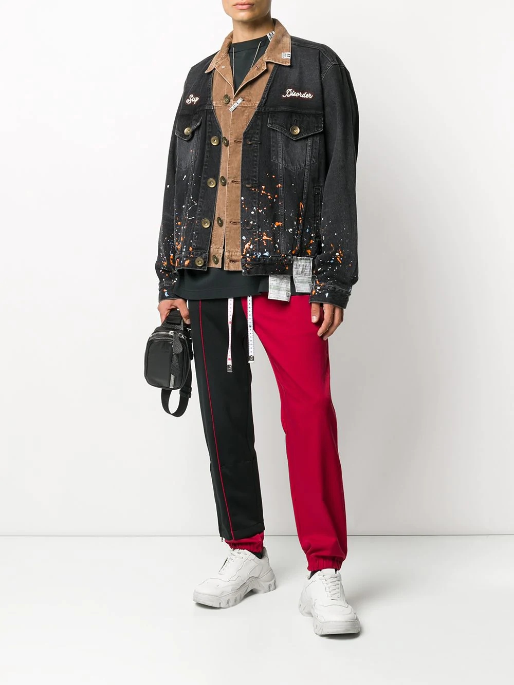 paint-splatter layered denim jacket - 2