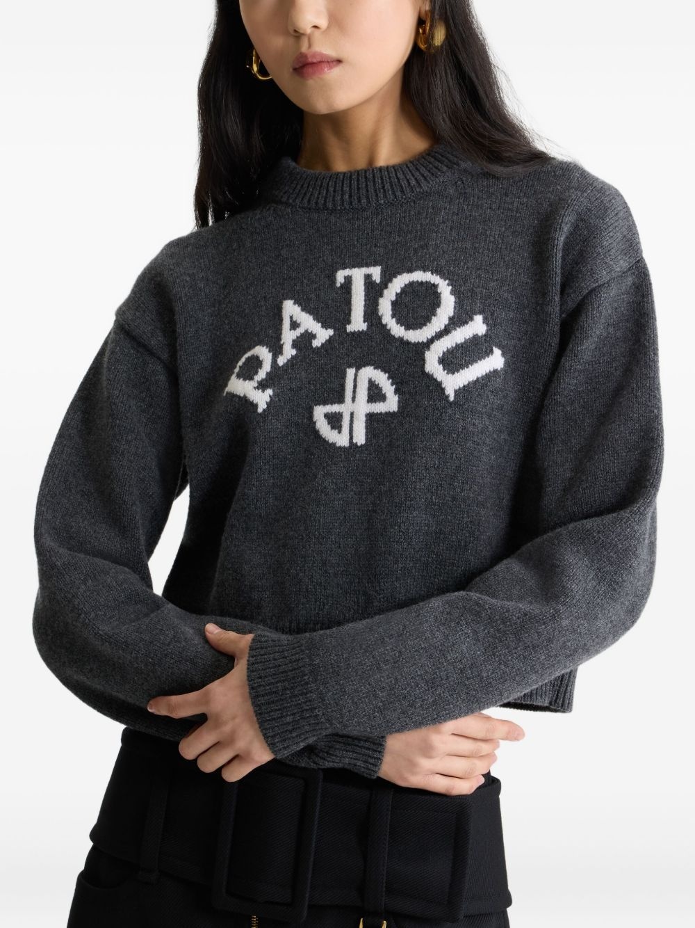 logo-intarsia wool jumper - 4