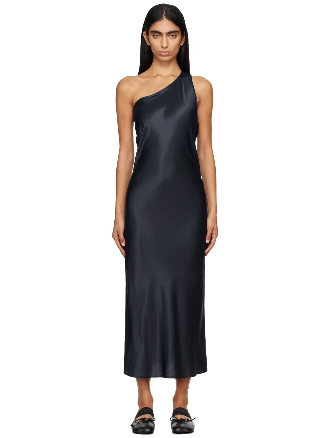 Navy One Strap Dydine Midi Dress - 1
