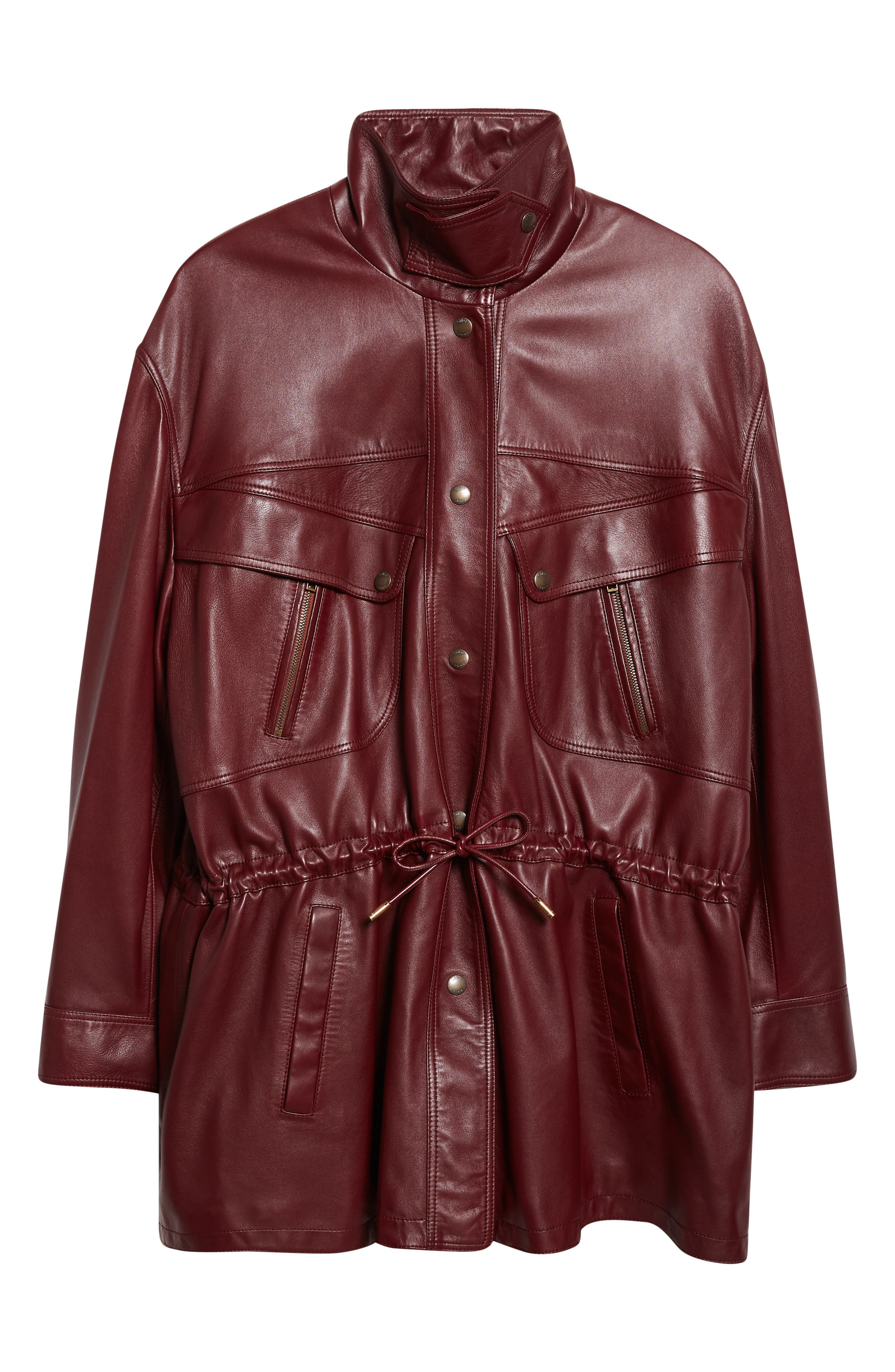 Chloé Classic Plongé Leather Parka in Dusky Brown at Nordstrom - 7