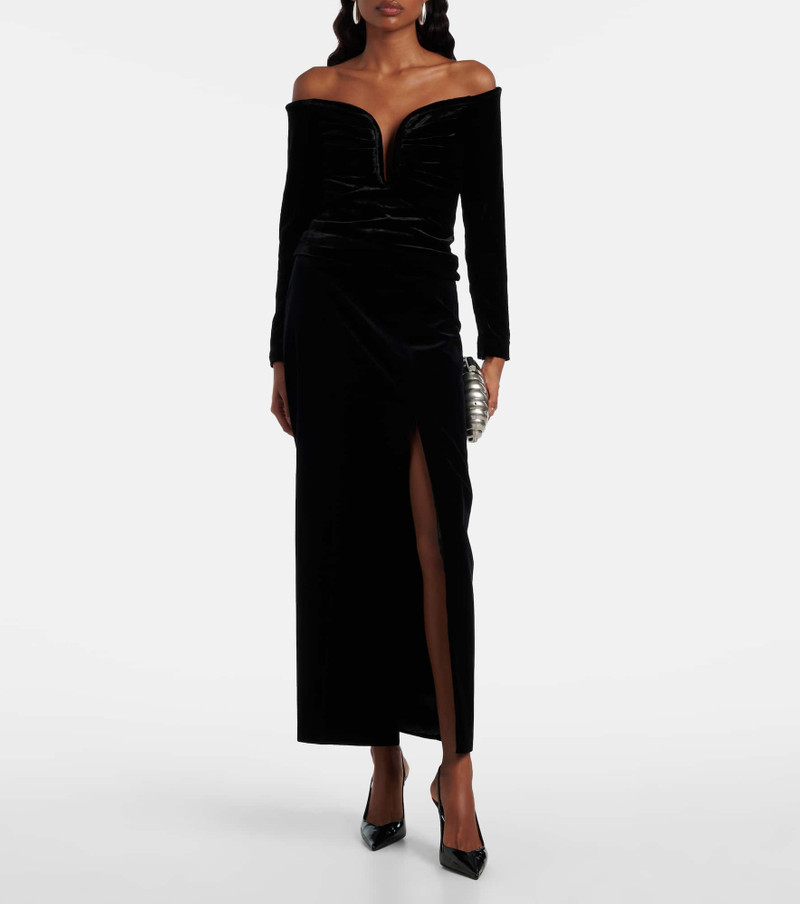 ROLAND MOURET Off-shoulder velvet top outlook