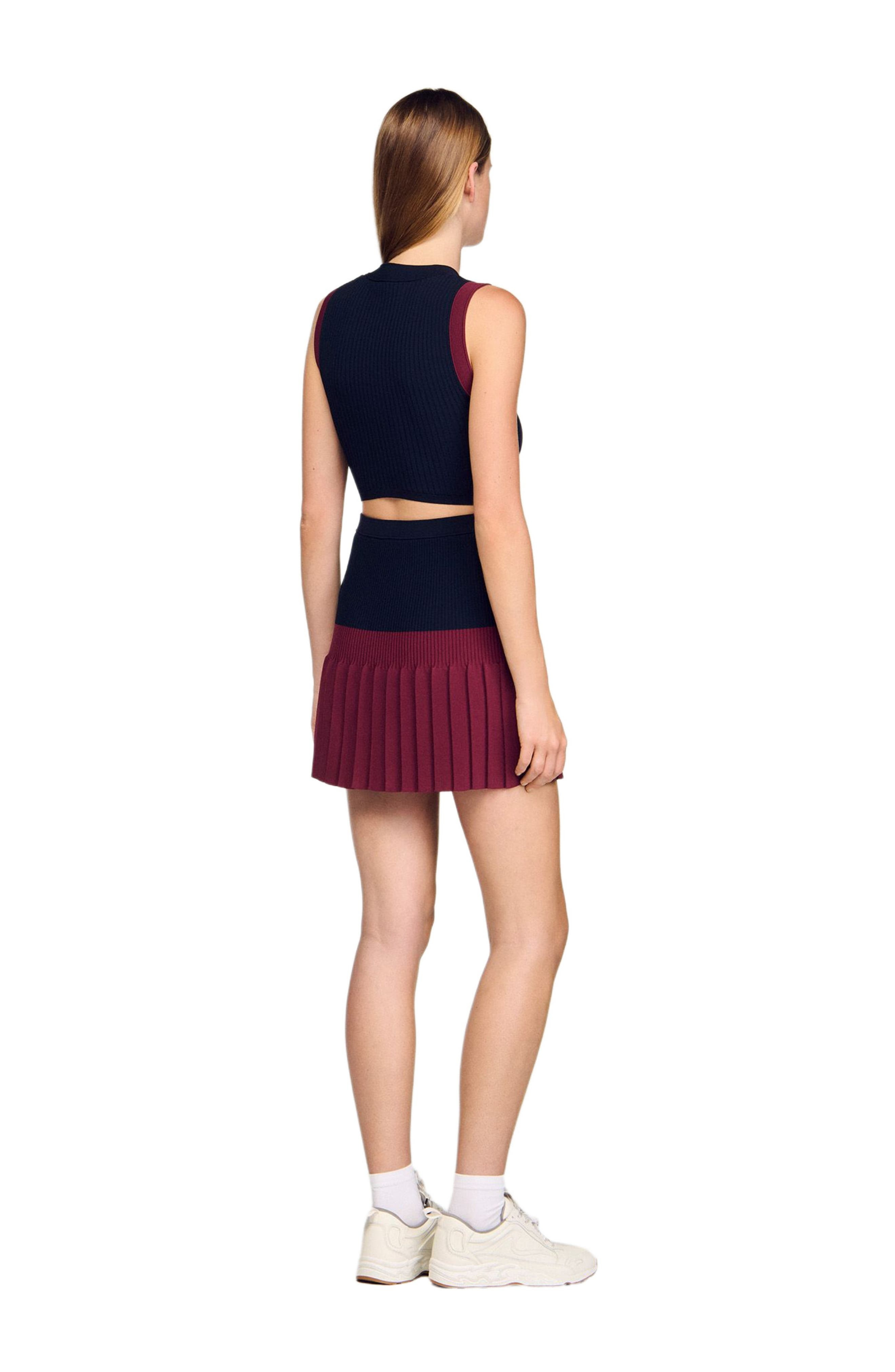 SANDRO Two-tone knit top in Navy Blue at Nordstrom - 3