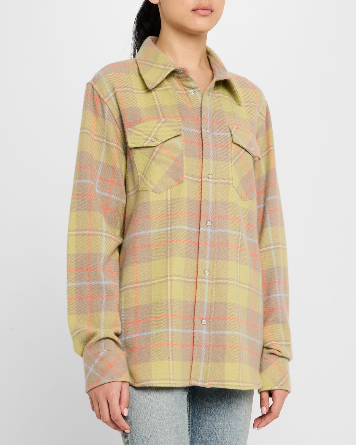 Earth Tartan Cashmere Button Down Shirt - 4