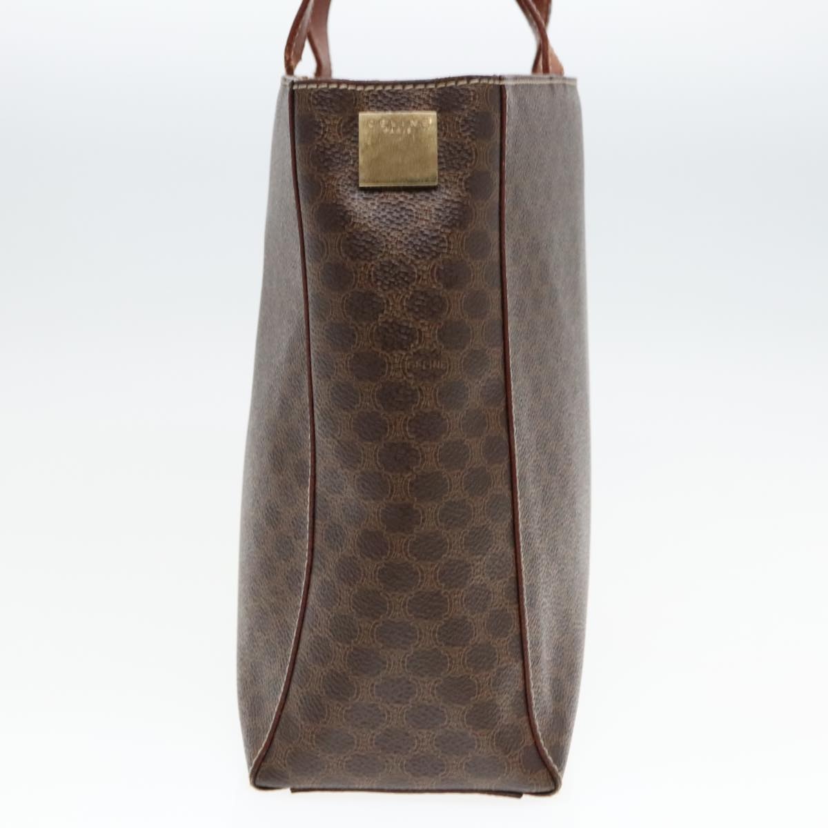 CELINE Macadam Canvas Hand Bag Pvc Leather Brown Gold - 4