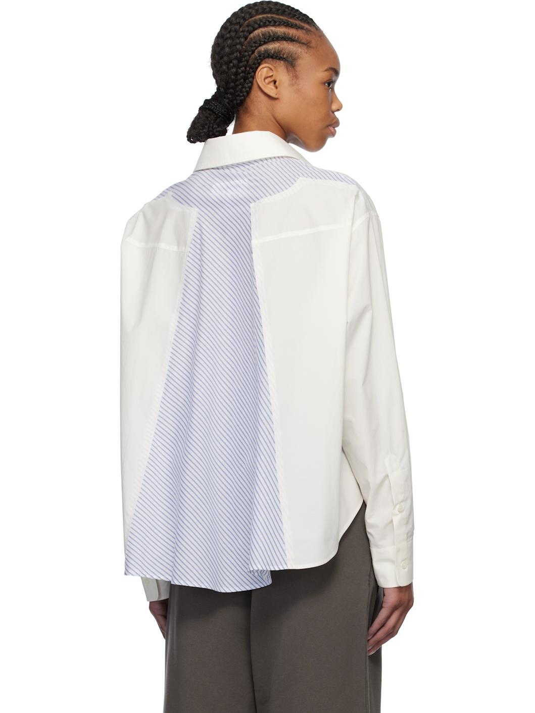 White Spliced Cotton Poplin Shirt - 3
