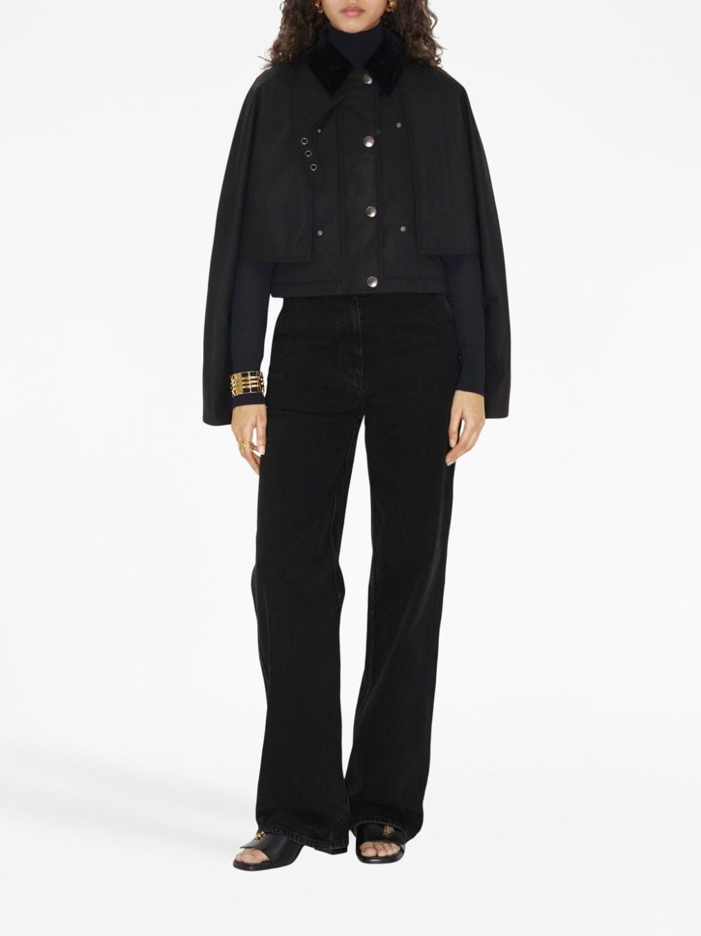 corduroy-collar cropped jacket - 5