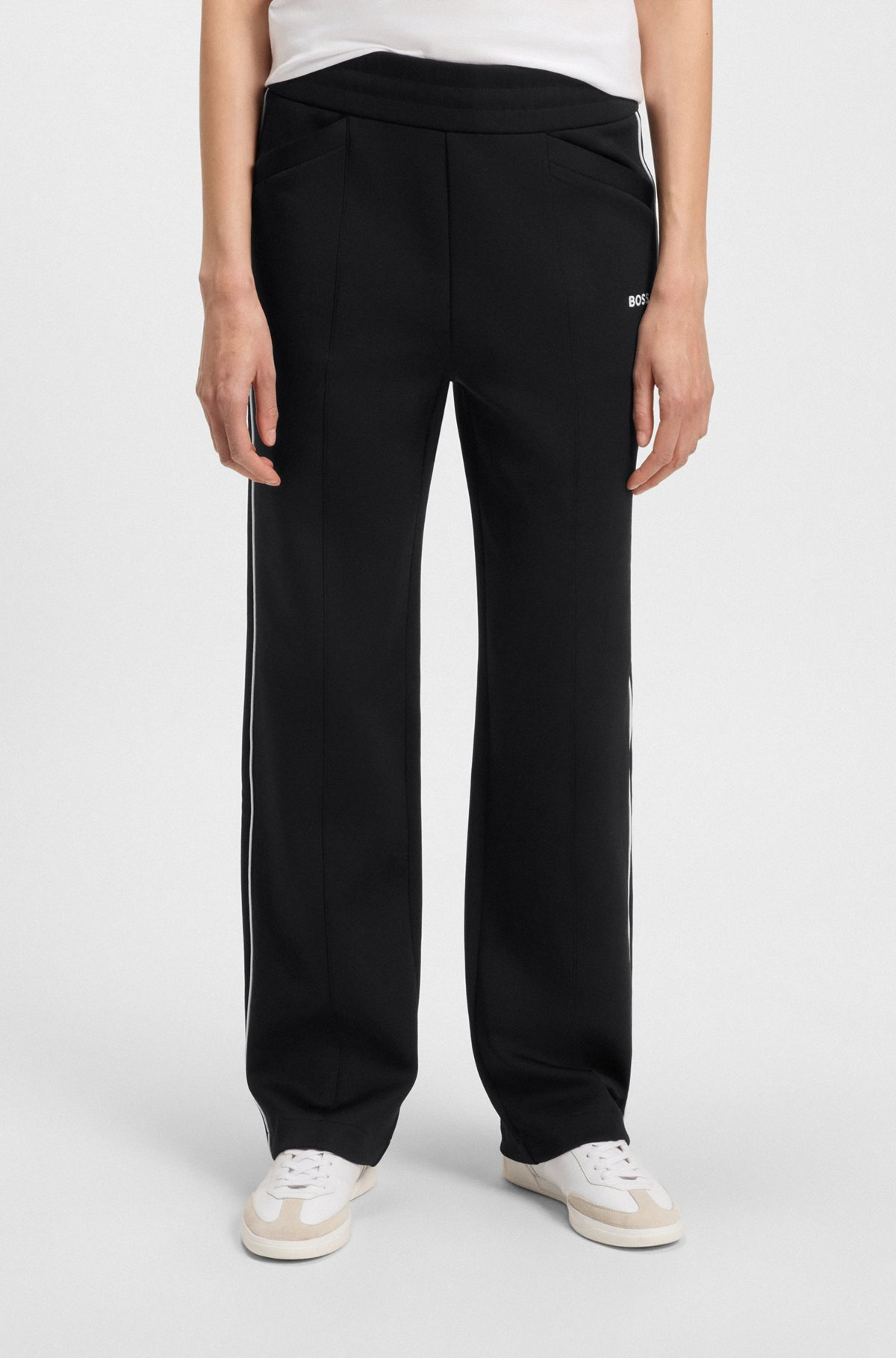 STRAIGHT-FIT TRACKSUIT BOTTOMS WITH CONTRAST LOGO AND PIPING - 2