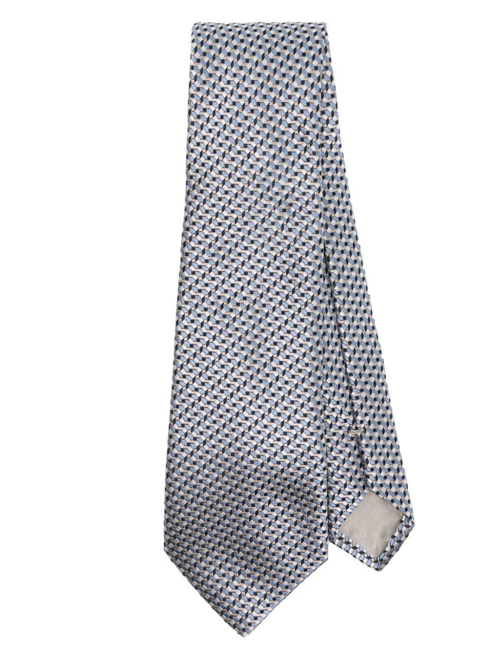 geometric-pattern silk tie - 1