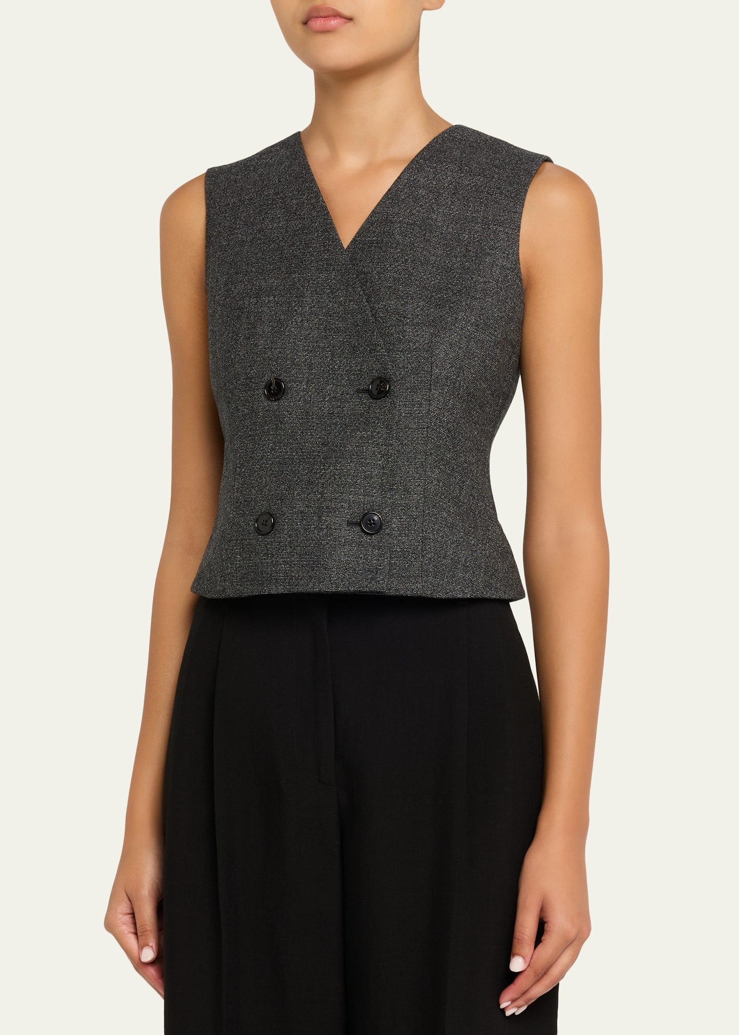 Shrunken Wool Suiting Vest - 4