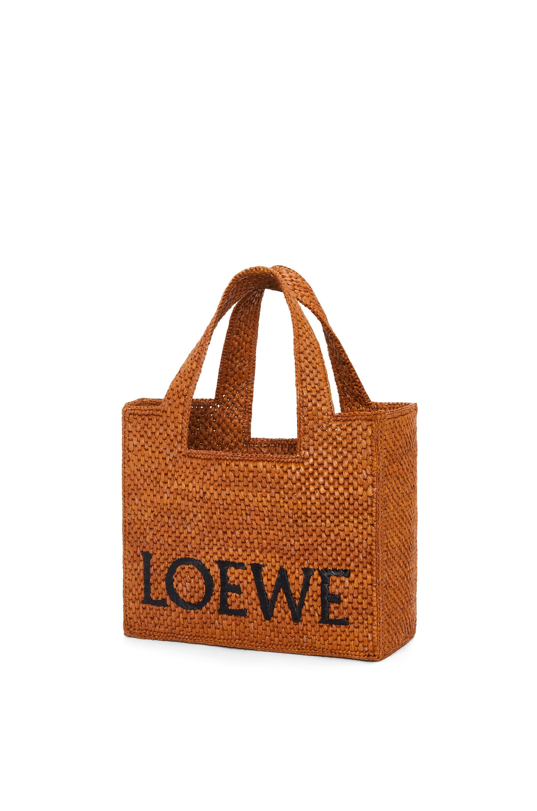 Small LOEWE Font Tote in raffia - 4