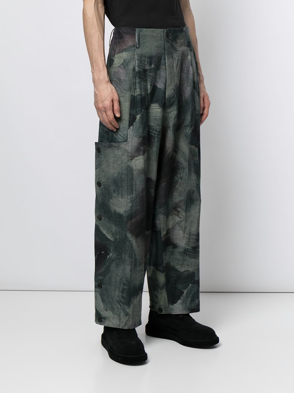 painterly-print drop-crotch trousers - 3