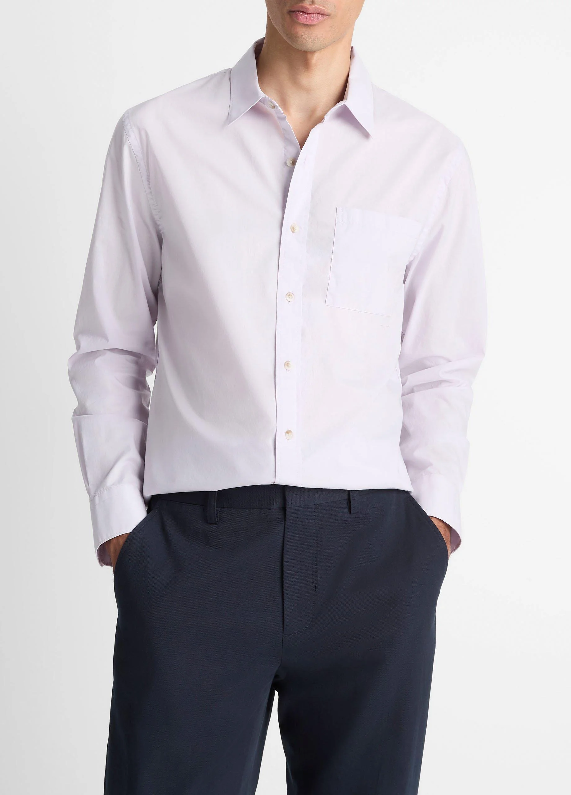 Cotton Poplin Button-Front Shirt - 1