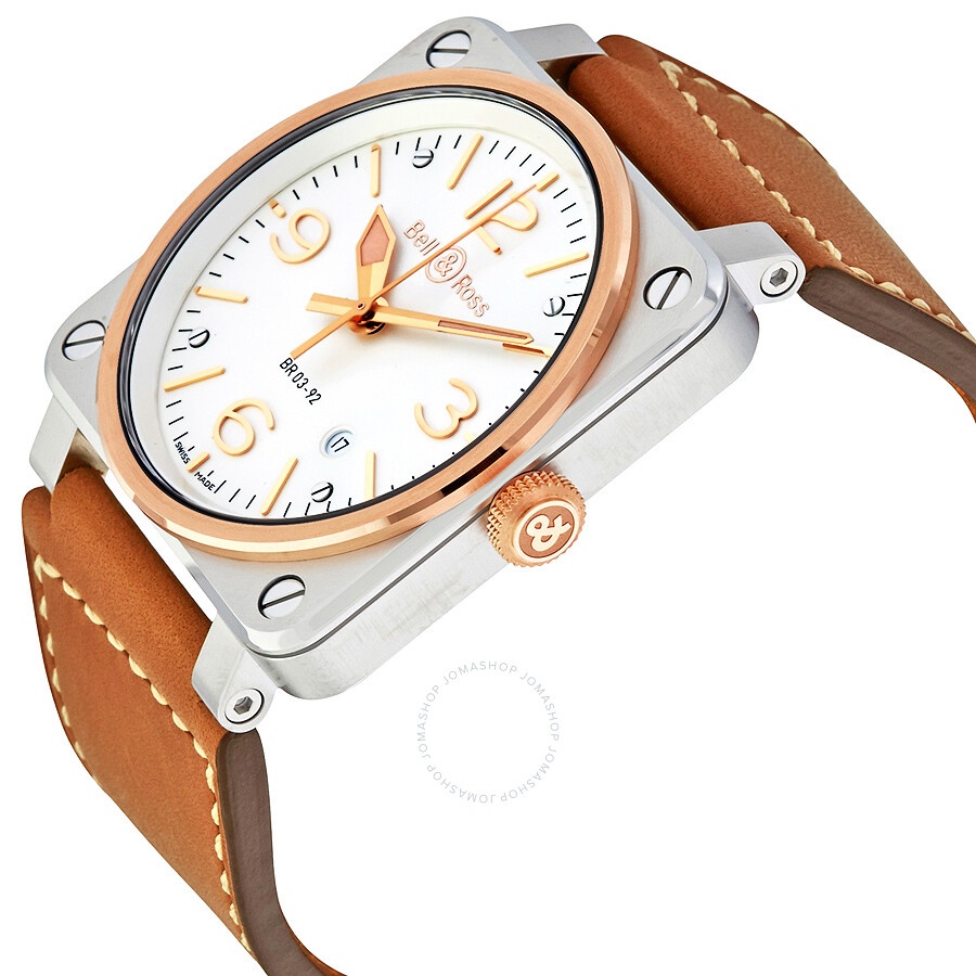 Bell And Ross - Bell and Ross Aviation Automatic Opaline Dial Steel and 18kt Rose Gold Men's Watch BR0392-ST-PG/SCA - 2